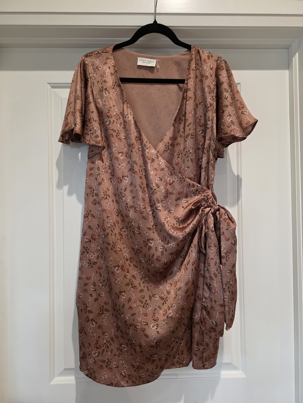 Reformation Mauve Floral Wrap Mini Dress